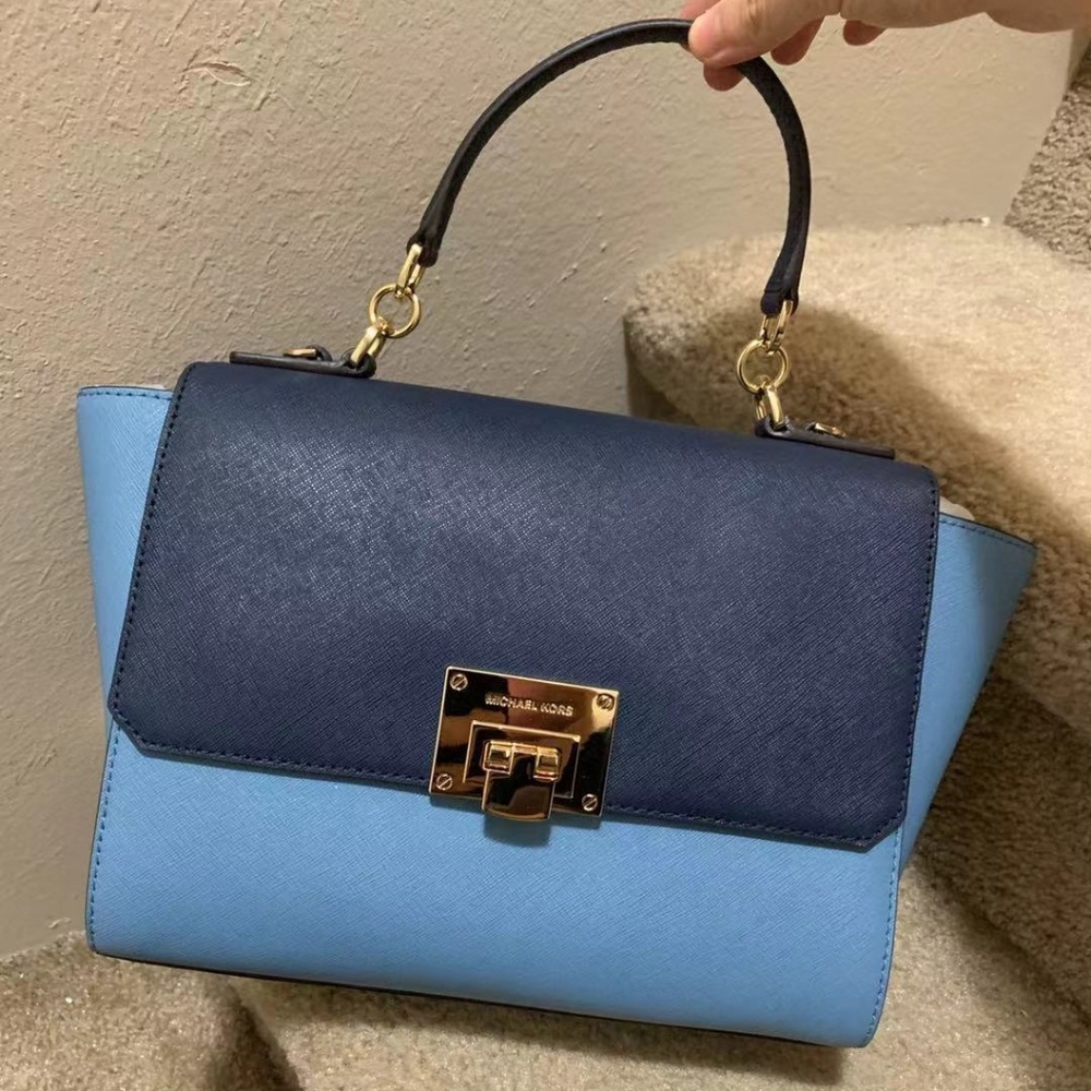 Michael Kors Tina Medium Navy Satchel